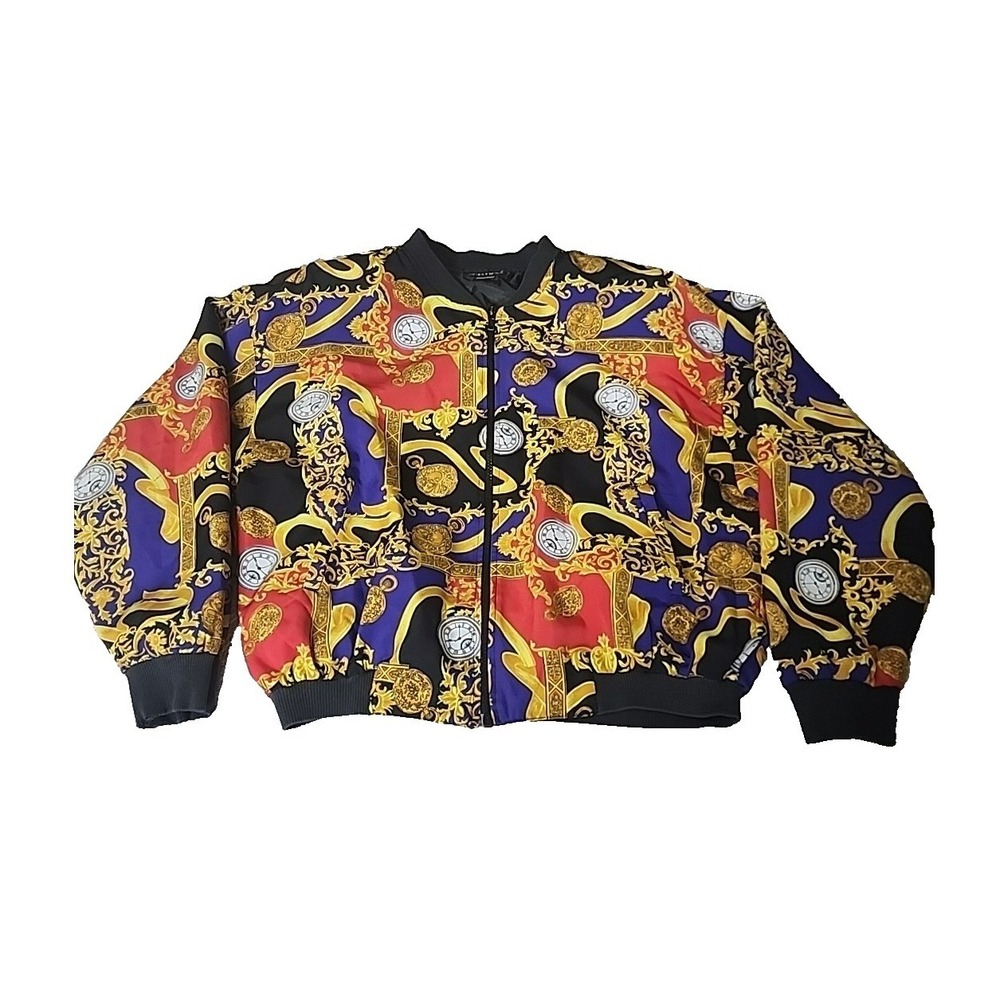 Vintage Bomber Jacket Full Zip Multicolor Pockets Preppy‎ Small NOTATIONS